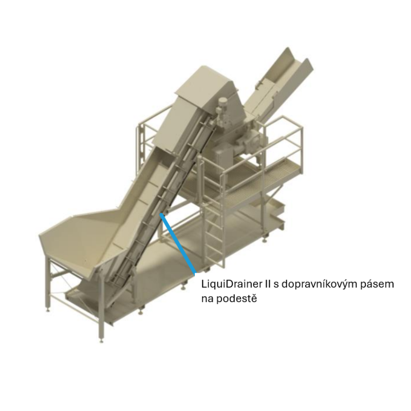 LiquiDrainer s dopravníkovým pásem na podestě V4170006