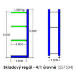 SEDA skladový regál, 4 patra, jednostranný