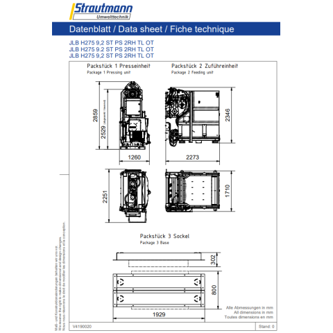 JLB Jumbo-Poloautomatický lis, s kyvadlem pro PET, QuickLink, 2R