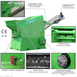 Předdrtič 13kW/dopravník/magnet