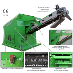 Předdrtič 39 kW/dopravník a magnet